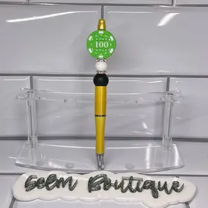 Poker Chip Silicone Beaded Pen - Gold