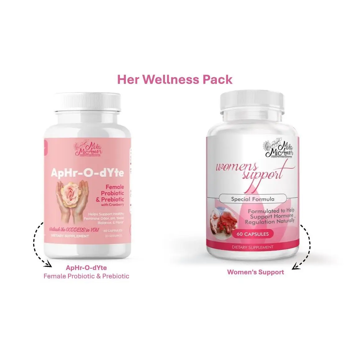 Her Wellness Pack | ApHr-O-dYte Female Probiotic & Prebiotic + Women's Support H...