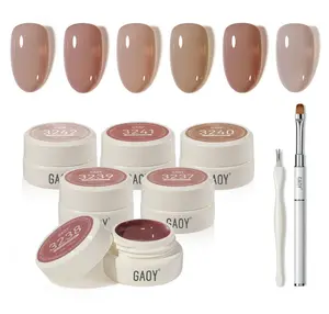 Natural Jelly Gel Nail Polish Set, 6 Colors Sheer Pink UV Gel Polish, for Salon Manicure & Nail Art DIY at Home, Nude Symphony