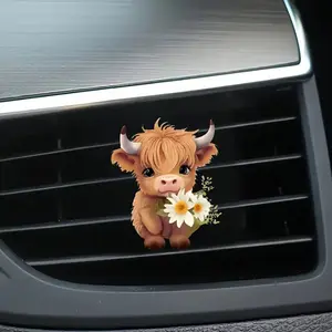 Cute Highland Cow Car Vent Clip – Single Pack Air Freshener & Car Decoration for Fresh Air
