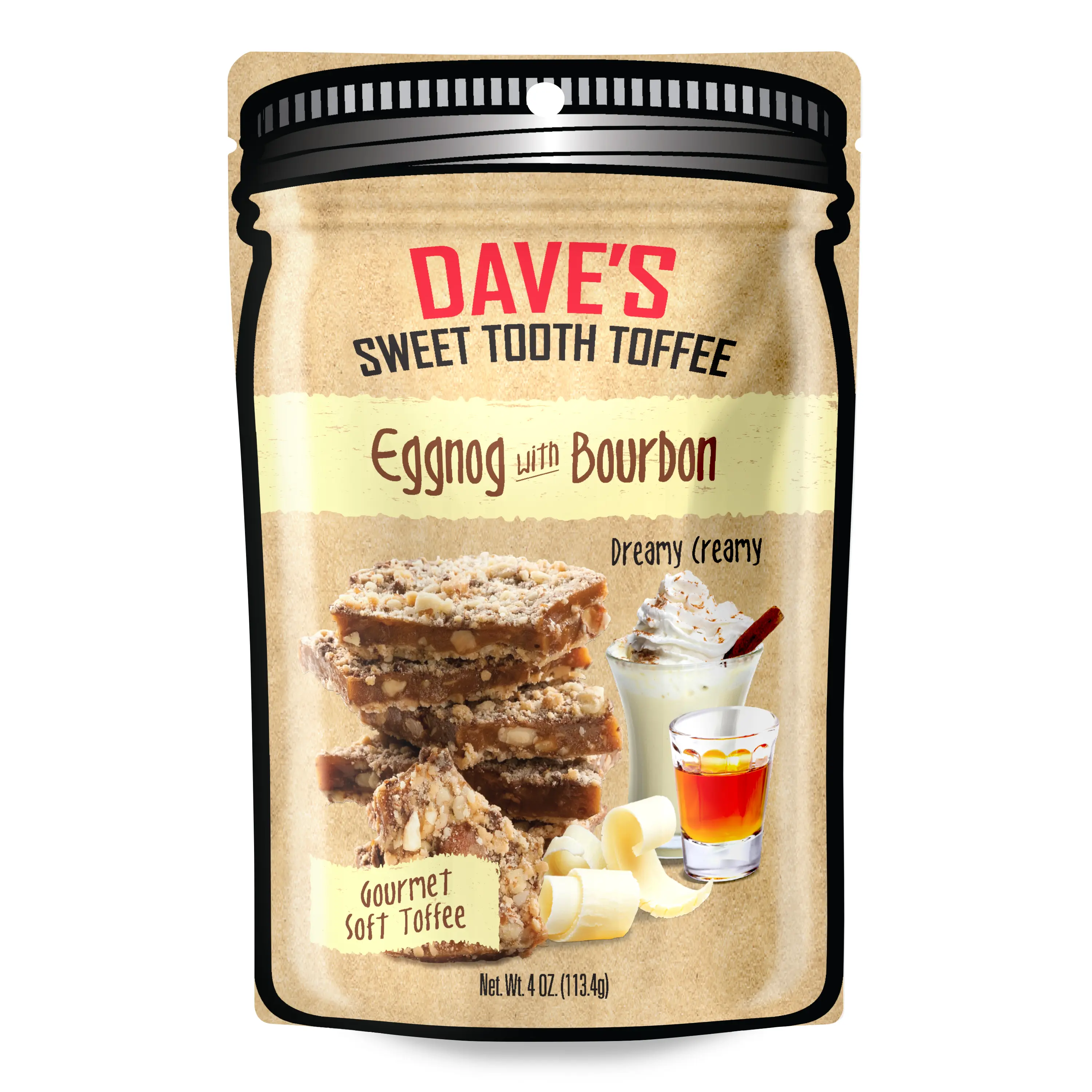 FREE Bag SECRET Special - Get this for FREE when you buy our Original Toffee Sampler - Eggnog Bourbon Toffee 4oz bag Holiday Flavor, Stocking Stuffer, Easy Gift, Candy