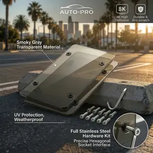 2PCS-Smoked License Plate Cover for Cars – Smoky Gray Tinted License Plate Protector, Anti-Scratch Clear Smoke License Plate Shield with Stainless Steel Bolts, UV Resistant Weatherproof License Plate Cover Frame for Car Truck SUV Universal Fit