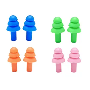 4 Pairs Noise-Reducing Earplugs, Waterproof Silicone Earplugs for Swimming, Soundproof Earplugs for Sleep, Study, Work