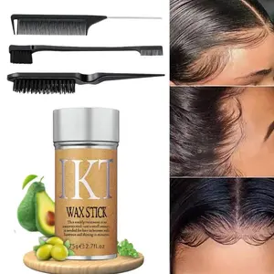 4-Piece Hair Wax Stick Set with Brush & Comb – Long-Lasting Hold, Smooths Frizz & Flyaways, Portable Styling Kit for Men, Women & Kids, Suitable for Wigs & Curly Hair, Gentle Avocado Hair Care