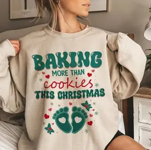 Baking More Than Cookies This Christmas, Pregnancy Announcement Christmas Sweatshirt, Pregnancy Reveal Christmas Sweater, Maternity Christmas Gift