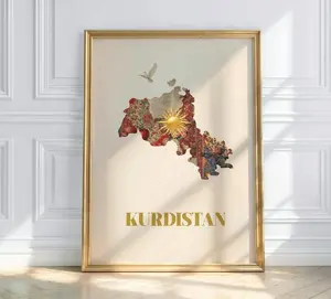 Kurdistan Poster – Kurdish Map, Traditional Art, Kurdish Culture, Wall Decor, Kurdish, Kurdistan, Kurdish (Unframed)