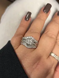 JJ CHIC Square Five-in-One Ring for Women Micro Pave CZ Stones Halo Design Elegant Daily Wear Gift for Girlfriend or Wife Jewelry Unique Sparkling Stones