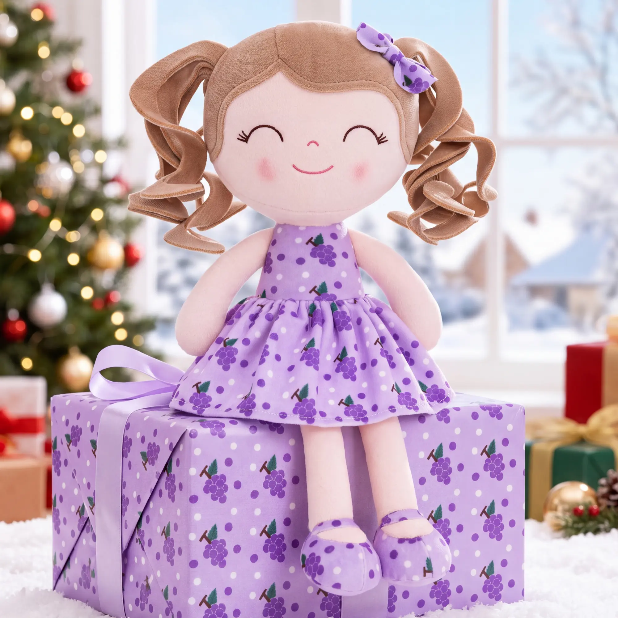 Gloveleya Plush Dolls for Girls, Strawberry Grape Fruit Soft Baby Toy, Cute Christmas Gift & 1st Birthday Present for Toddlers 0-6 Years, Lightweight Cuddle Buddy, Holiday Stocking Stuffer Nursery Room Decor