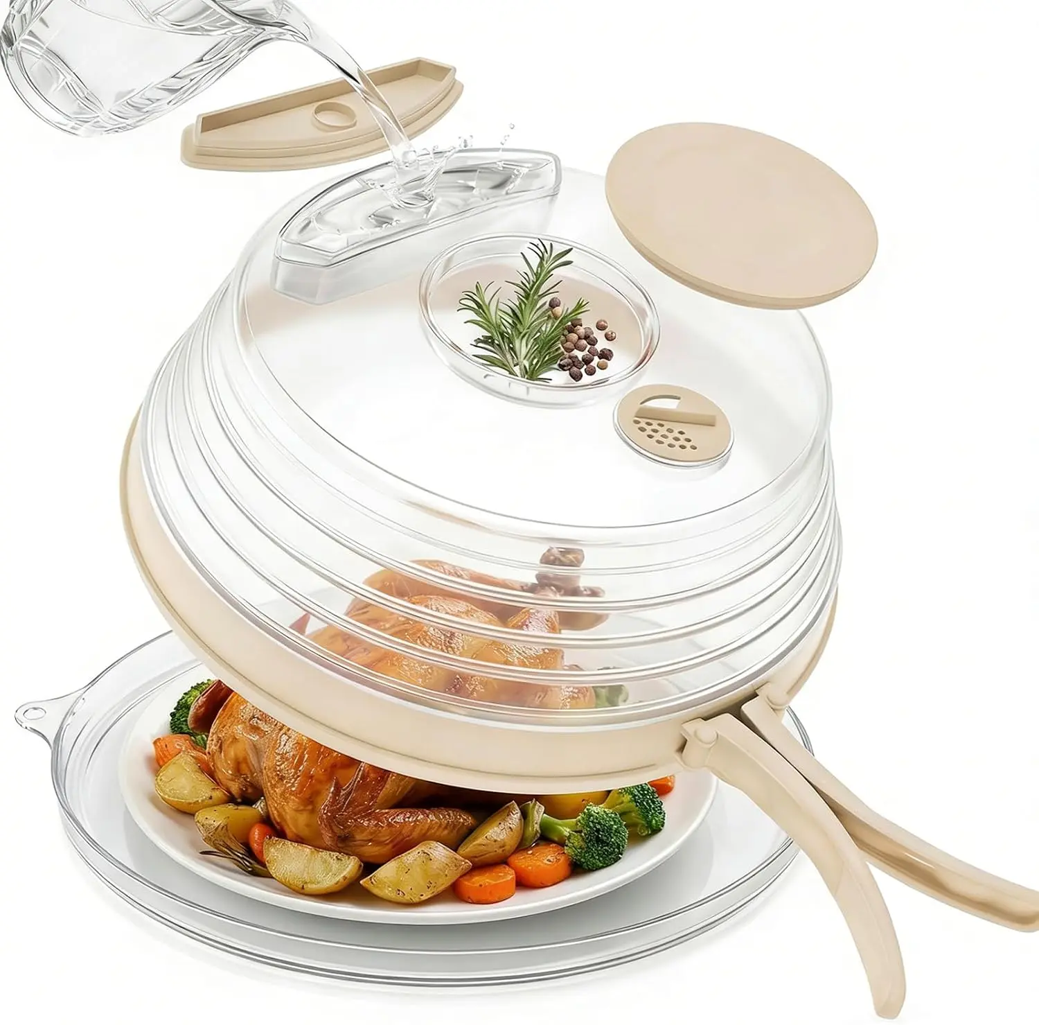 Reusable Collapsible Plastic Food Cover - 10-in FoldablePop-Up Mesh Steamer, Heat-Resistant Microwave-SafeLightweight Food Splash Guard for Home Cooking, BBQPicnic, Stackable Baseball Cap Storage Box (Flat-Folding forEasy Storage)