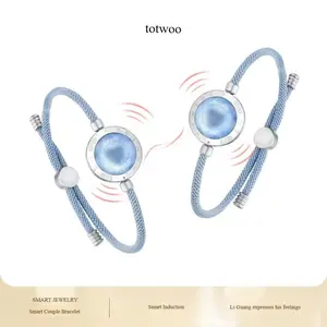 totwoo Couple Bracelet - Interactive Flashing and Vibrating for Long-Distance Relationships - Original Niche Valentine's Day Gift for Your Girlfriend