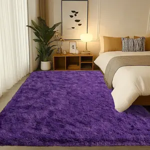 Super Fluffy Rug For Bedroom, Shag Fuzzy Area Rug For Living Room Bedroom, Plush Soft Carpet For Girls Boys Kids, Non Slip Throw Rugs For Dorm, Modern Home Decor Aesthetic, Grape Purple