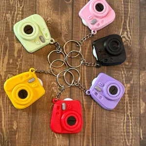 Mini Instax Camera Keychain with Photo - Colorful Keyring Accessory for Photography Lovers