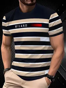 Men's Long Sleeve T-Shirt Top Fitted, Casual Street Style Streetwear Striped Print, Suitable for Gym, Daily Wear, Party, Urban Fashion