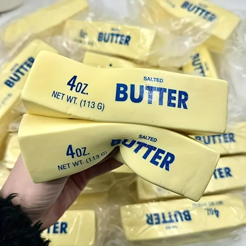 1Pc Squeeze Butter Squishy Toy, PU Material Butter Stick Slow Rising Squeeze Food Fidget Toy for Office School Stress Relief Fidgeting (Light Yellow)