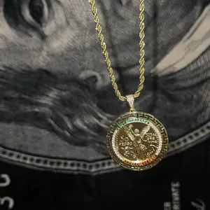 Gold Plated 24 Inch Necklace Set with a Centenary Coin Featuring Elegant Design and Chain