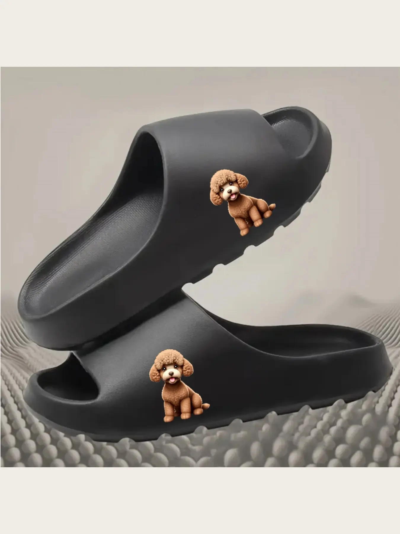 Adorable Poodle Puppy Print Slippers for Women Men Kids Soft Comfortable Indoor Home Shoes Non-Slip Warm Fuzzy Plush House Slippers Cute Animal Dog Pattern Footwear for Winter Spring Autumn Daily Wea