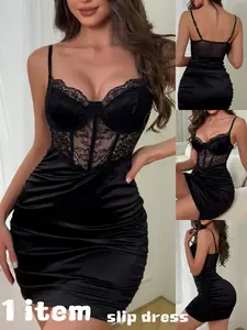 European Women's Summer 2026 New Sexy Design Slim Fit Lace Strap Bodycon Braided Dress, Knee-Length Plain Pattern, China Style