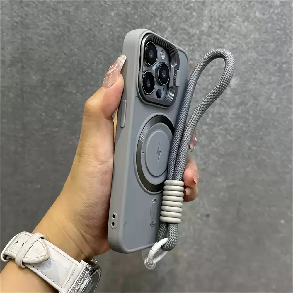 Silicone Magnetic Ring Holder Phone Case with Hand Strap, Shockproof Drop Protection for iPhone 14-17 Series, Minimalist Daily Protective Shell