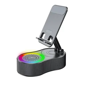 Upgrade Your Desk with a 2-in-1 Bluetooth Speaker Stand - Wireless Speaker with 360° Rotatable Phone Holder for Hands-Free Viewing & Immersive Sound (Black)