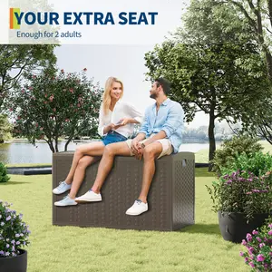 120 Gallon Resin Deck Box, Waterproof Lockable Outdoor Storage Container, Weather Resistant Large Capacity Organizer for Patio Cushions, Garden Tools and Pool Accessories