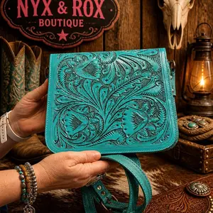 Tooled blue purse