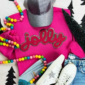 Dark Pink Chenille Jolly Patch