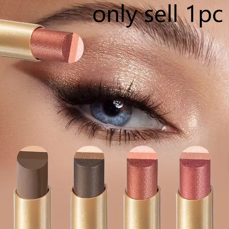 Cream eyeshadow stick with three gradient shades, matte base and shimmer accent. It glides smoothly on lids, blends evenly, creating soft layered eye looks with natural depth, Eye Makeup Products