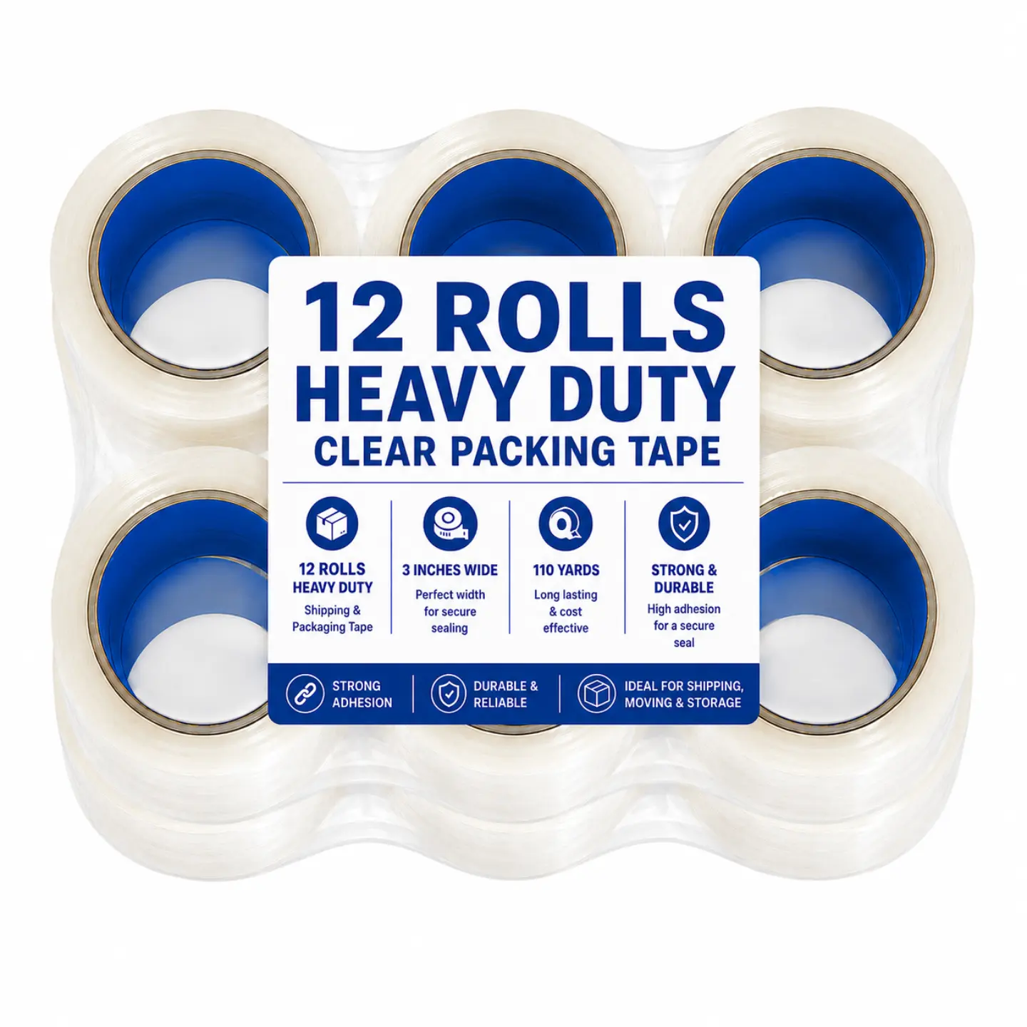 3” x 110 Yards Clear Packing Tape 18/12/6 Rolls 2 Mil Thick Premium Quality Heavy Duty Packing Tape Strong Adhesion High Tensile Strength for Moving Boxes Sealing Mailing Binding Warehouse Office Use Storage & Wrapping Packaging Shipping