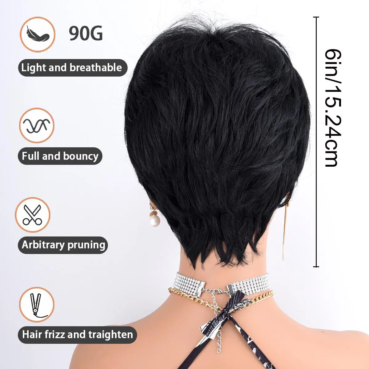 Pixie Cut Synthetic Wig for Women, 180% Density, Machine  display picture 3