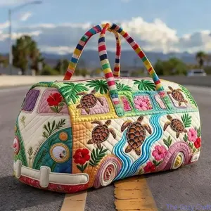 Women’s 3D Printed Beach‑Themed Weekend Duffle Bag, Multi‑Functional Handheld Short‑Trip Tote, Stylish Lightweight Gym Carryall, Large Capacity Travel Bag for Fitness, Beach Vacation, Outdoor Trips & Casual Getaways