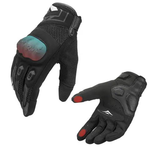 ROCKBROS Adults' Unisex Leather Summer Full-Hand Motorcycle Gloves - Breathable Mesh, Touchscreen Tips for Call & Nav on Tap, Knuckle Armor, Tear-Resist Palm, Adjustable Cuff, Durable Motobike Riders Gear (Includes Gloves for ATV, Mountain Biking)