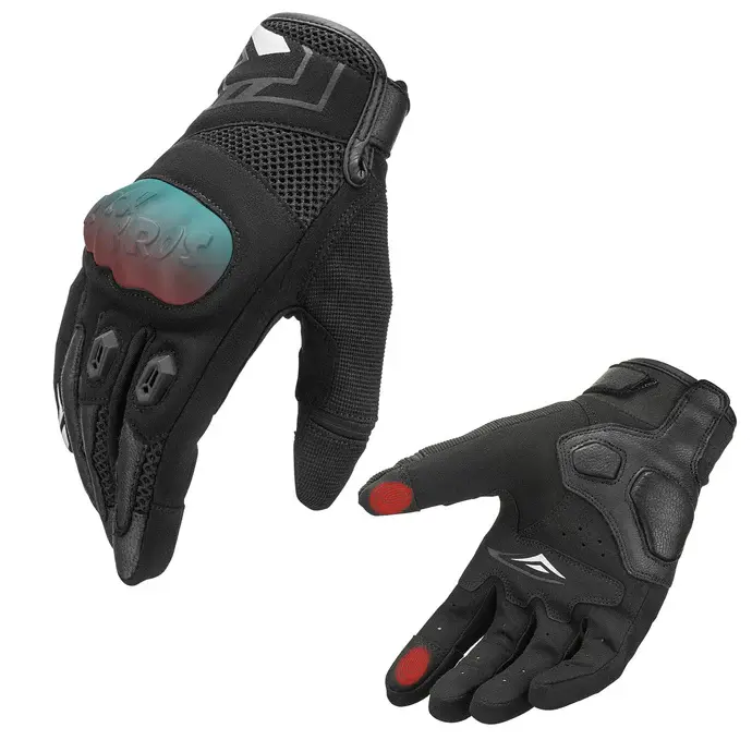 ROCKBROS Adults' Unisex Leather Summer Full-Hand Motorcycle Gloves - Breathable Mesh, Touchscreen Tips for Call & Nav on Tap, Knuckle Armor, Tear-Resist Palm, Adjustable Cuff, Durable Motobike Riders Gear (Includes Gloves for ATV, Mountain Biking)