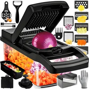 [18/9-in-1 Chopper] 18/9-in-1 Professional Food Chopper | Vegetable Chopper, Onion Chopper, Mandolin Slicer, Multifunctional Vegetable Chopper And Slicer, Dicing Machine, Adjustable Vegetable Cutter (With Container)