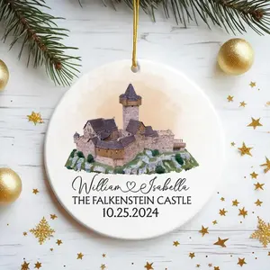 Personalized Wedding Venue Watercolor Ornament 2025, Wedding Ornament, Just Married Ornament, Wedding Gift For Couple, Newlywed Gift