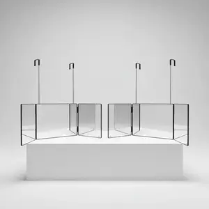 360 Degree Adjustable Hanging Mirror Bundle, 2pcs Black Glass 3-Way Shaving and Hairdressing Mirrors for Men & Women, Adjustable Vanity Mirror