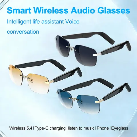 DVKIX Modern Lightweight Plastic Smart Glasses - Android-Compatible, Wireless Bluetooth Adjustable, UV-Protective, Waterproof, Immersive Audio, Call & Music Player, Unisex for Fitness, Badminton, Casual Use (200H Standby, 9H Audio, Includes Batteries)