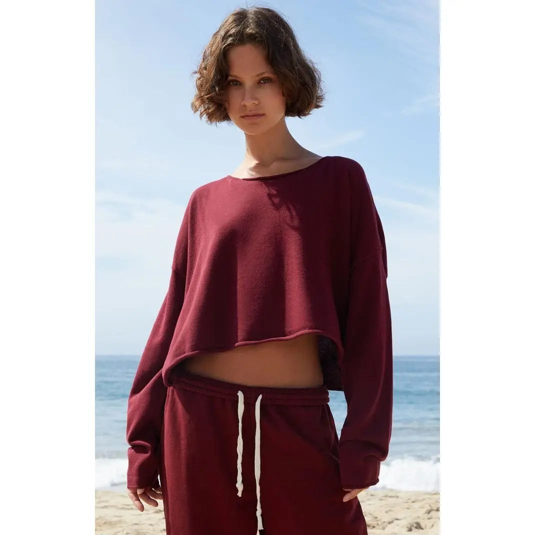 John Galt Women's Burgundy Cameron Cropped Sweater John Galt Women's Burgundy Cameron Cropped Sweater