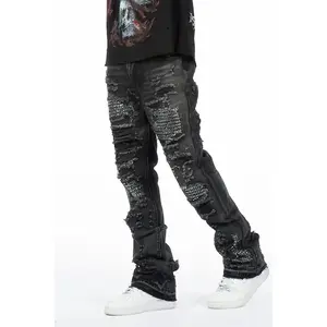 Mathey Dark Grey Rhinestone Stacked Fit Jean