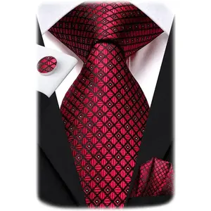Men 63inches Tie Set Extra Long Necktie Paisley Tie Pocket Suqare Cufflinks Big and Tall Men Tie