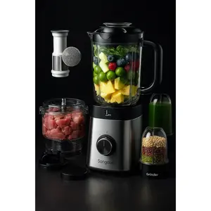 Avira Blenders and Food Processor Combo for Kitchen 5 in 1 Blender for Shakes and Smoothies Meat Chopped Grinding & more 40 oz Jar & 17oz Cup with To-Go Lid Stainless Steel Silver