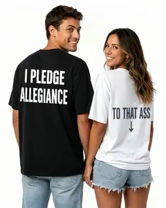 Men's Short-Sleeve Soft Round Neck Cotton T-Shirt - Menswear Fitness Top, 4th of July Couple Shirt, I Pledge Allegiance To That Ass, Sold Separately, Adult Humor Gift, Sarcastic Patriotic USA Flag Print