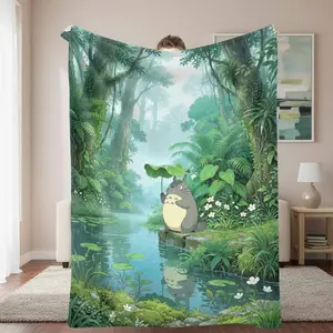 Forest Spirit Flannel Blanket Nature Woodland Creature Print Soft Cozy Warm Lightweight Plush Throw Perfect for Sofa Living Room Bedroom Office Gift Decorative Home