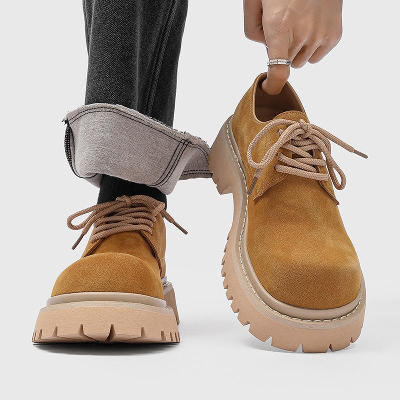 Cheat Code Height Boost: Burgundy Suede Platform Derby Shoes