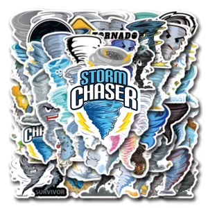 55 New Tornado Cartoon Graffiti Stickers, Waterproof DIY Stickers for Car Luggage Water Cup Phone Case, Fun Decorative Stickers