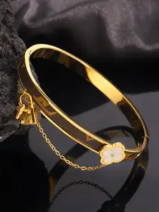 Elegant 18k Gold Plated Stainless Steel Bracelet for Women, Casual Party Daily Wear, Vacuum Electroplated Anti-Color Change, Perfect Gift, Elegant Jewelry Bracelet