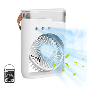 Portable Air Cooling Spray Fan, USB Rechargeable 5-speed Wind Speed Fan with Night Light, Desktop Fan for Home, Camping & Office Use, Multifunctional Cooling Fan
