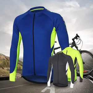 Men’s Full-Zip Quick-Dry Breathable Cycling Top Long Sleeve Cycling Apparel with Reflective Design Road & Mountain Bike Outdoor Cycling Sports Style