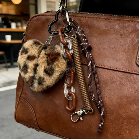 Bag Charm Leopard Heart Bag Charm Individualistic And Trendy High Quality Plush Texture Complex Design Fashionable And Versatile Gift To A Friend Couple Gifts Suitable For Bags And Keys Bag Charms Accessory Keychain Bag Charm Bag Accessories