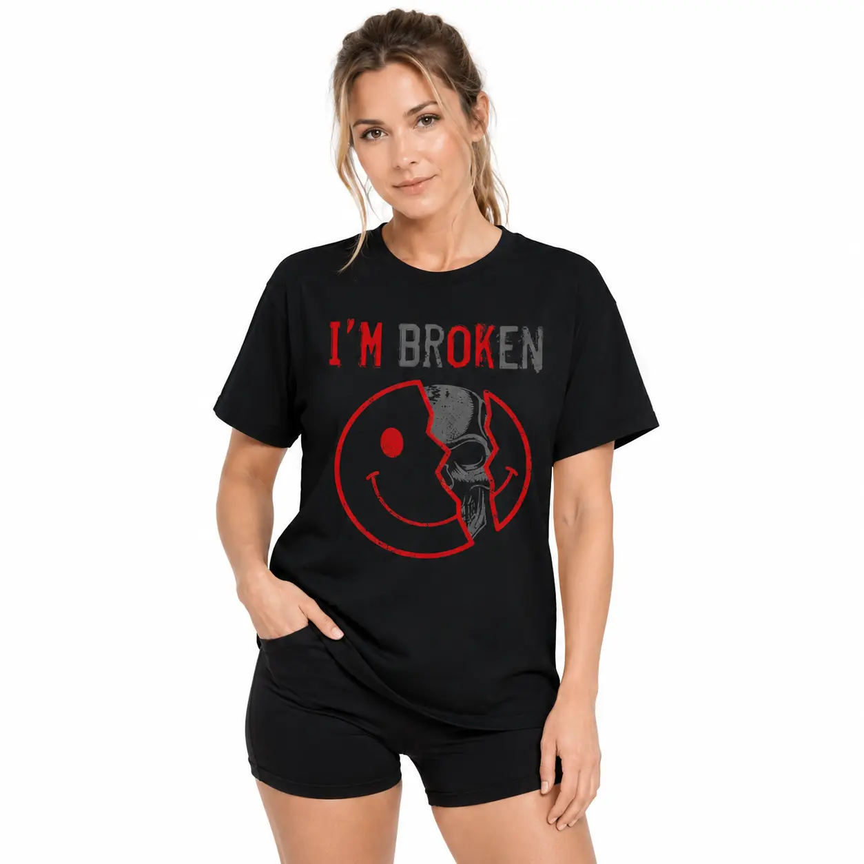 I'm Ok I'm Broken Invisible Illness I Am Ok Broken Casual Short sleeve Cotton T-Shirt