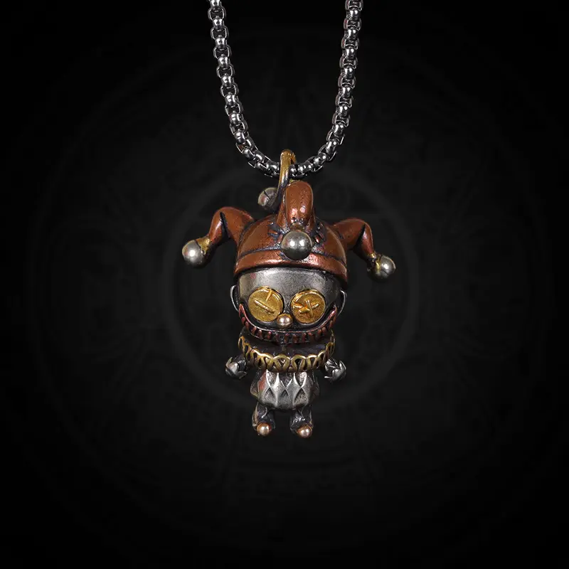 Vintage-style clown pendant (with 60cm box chain)